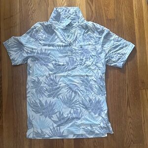Travis Mathew Light Blue Leaf Pattern Shirt